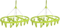 Droogcarrousel/droogmolen groen met 20 knijpers 41 x 32 cm - Droogrek/Droogmolen/Wasrekje — thumbnail 2
