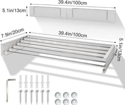 Goodivery ® Uitschuifbare Wanddroogrek voor Binnen en Buiten, Compact en Ruimtebesparend — thumbnail 2