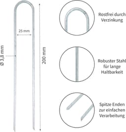 Grondankers 200 x 25 mm verzinkt - 50 stuks met staaldraad Ø 38 mm — thumbnail 4