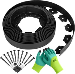 Flexibele kunststof tuinranden 10 meter x 5 centimeter - 60 grondankers - zwart — thumbnail 1