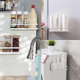 Koelkastrek 2-delig magnetisch kruidenrek - ruimtebesparende koelkast organizer voor de keuken (wit) Wasmachine rek — thumbnail 5