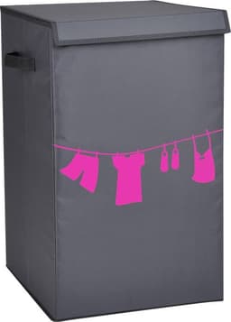 CALICOSY - Opvouwbare wasmand met deksel en twee handvatten 58x35x35cm — thumbnail 1