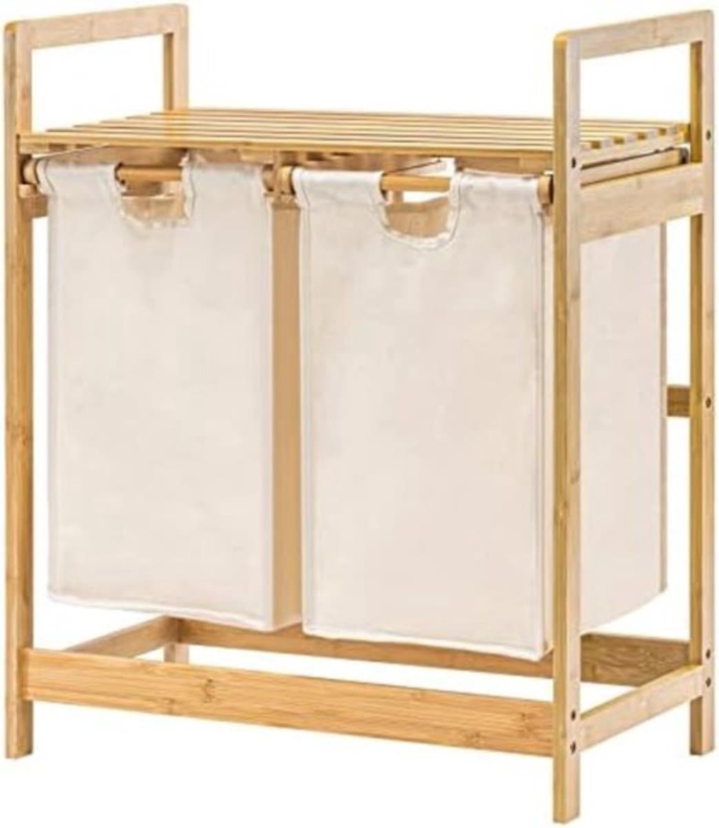 Wasmand Met Twee Vakken - Stijlvolle Laundry Basket - Praktisch En Compact Voor Organisatie In Huis — afbeelding 1