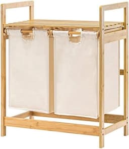 Wasmand Met Twee Vakken - Stijlvolle Laundry Basket - Praktisch En Compact Voor Organisatie In Huis — thumbnail 1