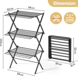 Unyqoos ® Multifunctioneel Opvouwbaar Droogrek voor Binnen en Buiten met Drie Niveaus — thumbnail 3