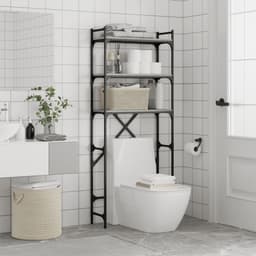 Wasmachine rek - Opbergrek - Wasmachine meubel - Opbouwmeubel - Toilet Rek - 67x25x163 cm - Hout- Grijs Sonoma — thumbnail 3