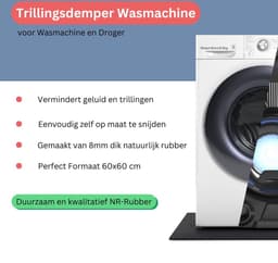 Wasophoogte® Anti Trillingsmat Wasmachine en droger - 60x60x0,8 cm - Geluidsdempende Antislipmat - Trillingsdemper wasmachine — thumbnail 3