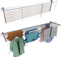 Foxydry Duo 202 cm droogrek balkon - corten - rechthoekige reling — thumbnail 1
