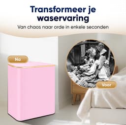 DARI. - Wasmand 3 vakken - Wassorteerder - 160L - met 3 uitneembare zakken - wasmand - roze - knopen — thumbnail 3
