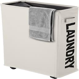 Opvouwbare Wasmand op Wieltjes - Dunne Waterdichte Wasmand - Geschikt voor Huishoudelijk Gebruik - Beige - Compact Formaat - 1 stuk — thumbnail 1