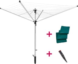 Leifheit droogmolen LinoLift 600 Quick Start incl. beschermhoes en bodumhuls - in hoogte verstelbaar - 60 m drooglengte - 6 wasmachineladingen — thumbnail 1