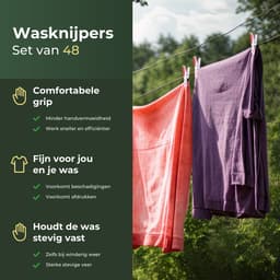 Gandria Wasknijpers 48 Stuks - Kunststof Wasknijpers - Set van 48 Plastic Knijpers - Wasrek Knijpers 10 Kg - 4 Kleuren — thumbnail 2