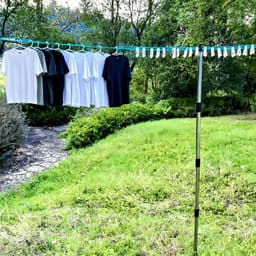 Waslijn Paal - Kledinghanger Stang - Buiten Drogen - Verstevigd Staalontwerp - 23 Meter Uitschuifbaar - Zilver — thumbnail 2