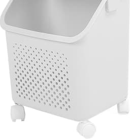Rollende Kledingmand - Wasmand Wagen - Thuiswas Organiseren - Ruimtebesparend Stapelbaar - 43L x 35B x 31H cm - Wit — thumbnail 3