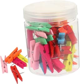 Houten Klemmetjes - Decoratieve Speldjes - Foto's Bevestigen - 2-in-1 Ontwerp - 50 Stuks - Multicolor — thumbnail 1