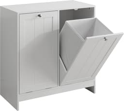 Kantelbare wasmand - Opberger met manden - Kleding sorteren - Uitneembare stoffen manden - 66x33x68cm - Wit — thumbnail 5
