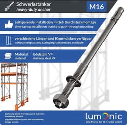 Zwaar Anker - Wiganker Betonanker - Robuuste Bevestiging - Roestvrij Staal V4A - M16 x 280mm — thumbnail 5