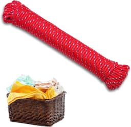 Gekleurde Waslijn - Sterk Koord - Buiten en Binnen - Vuilafstotend en Roestvrij - 20 Meter - Rood — thumbnail 1