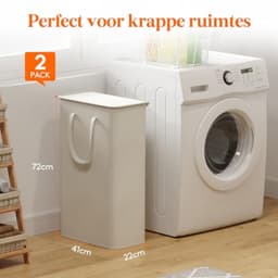 2x Slanke Wasmand met Deksel - 65 Liter - Inklapbaar - Ruimtebesparend Design - Lange Handvatten — thumbnail 5