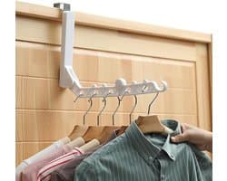 Reiskledingrek, kledingrek om achter de deur te hangen, ruimtebesparend kledingrek, uittrekbaar wandrek met haken, ideaal voor kamperen, vakantie, binnen, hotel en buiten. Set van 2.