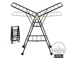 Eluxara Wasrek Deluxe – Inc. Kleine Droogmolen – Droogrek Met Wielen- 25 Meter Drooglengte - Groot Inklapbaar - 3-Laags – Kleding Wasdroogrek – Stevig RVS Frame – Modern Design – 160×47×95 cm - Zwart — afbeelding 1