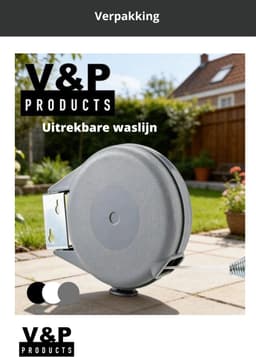 V&P Products® Uittrekbare Waslijn 15 Meter – Flexibele Roldrooglijn voor Binnen en Buiten – Inclusief Bevestigingsmateriaal - Wit — thumbnail 4