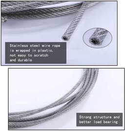 Staalkabel Set - Waslijn Staaldraad - Huishoudelijk Gebruik - PVC Gecoat - 50 meter - Zilverkleurig — thumbnail 2