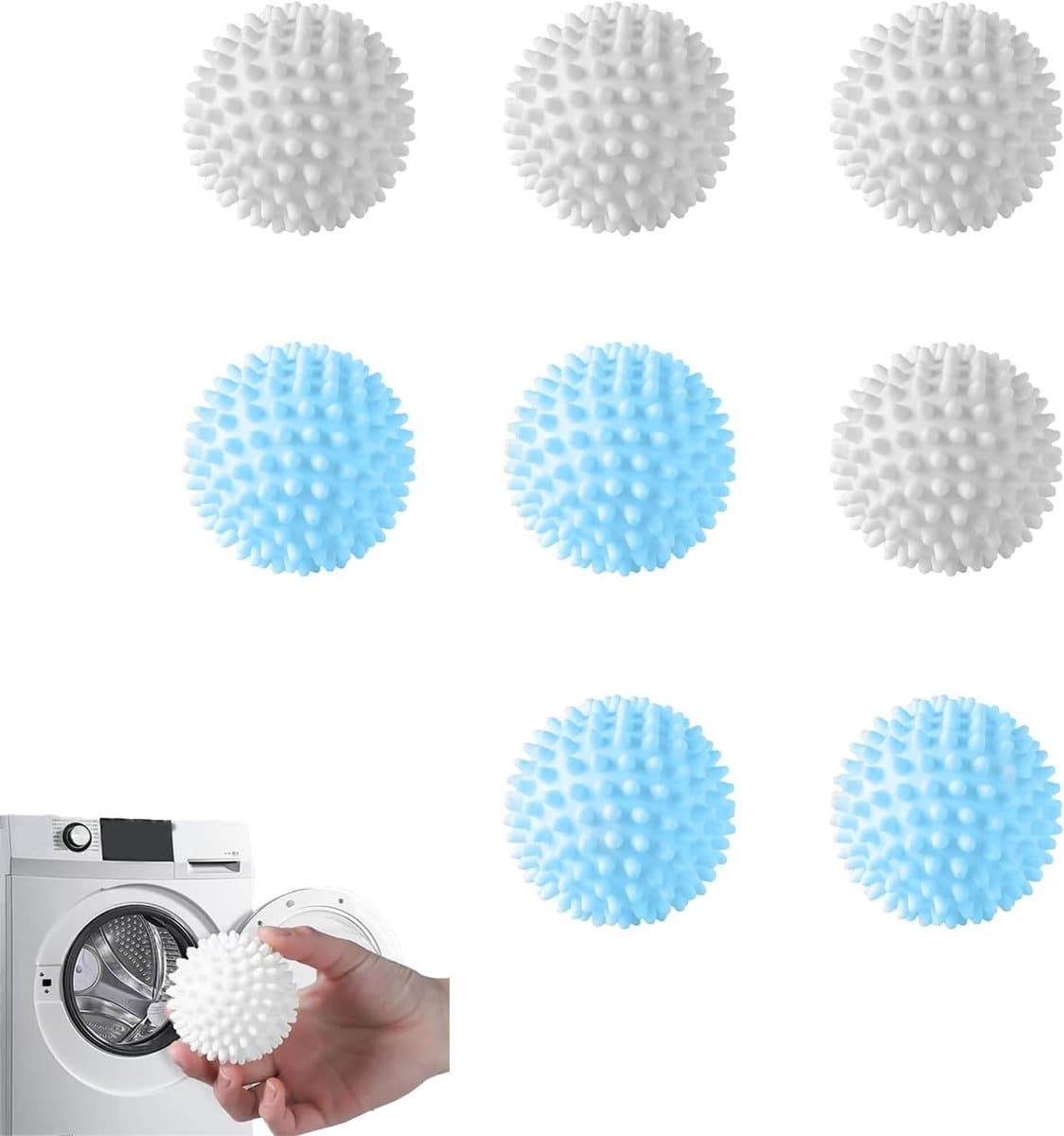 8 Stuks Wasballen voor Wasmachine en Droger, Ideaal voor Effectieve Was en Vermindering van Pluis — afbeelding 1