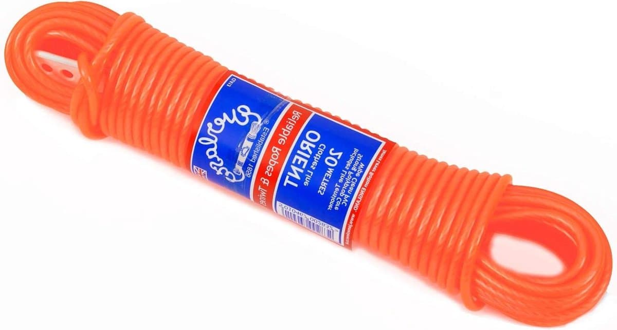 Kledinglijn - Waslijn - Buiten Drogen - Verstevigd PVC - 15 meter - Oranje — afbeelding 1