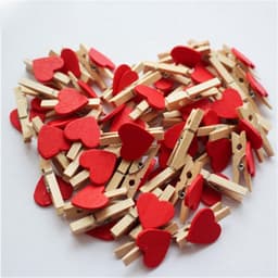 Houten Wasknijpers - Fotoclips Kaartknijpers - Decoratie Knutselen - Hartvormig Ontwerp - 50 Stuks - Wit — thumbnail 2