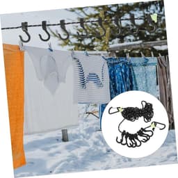 Verstelbare Buiten Kledinglijn - Kampeer Waslijn Ophangkoord - Buiten Kleding Drogen - Winddicht en Verstelbaar - 500 cm - Zwart — thumbnail 3