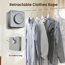 Intrekbare Waslijn - Wand Waslijn - Kleding Drogen - Niet Doorhangend - 4.6 meter - Wit — thumbnail 2