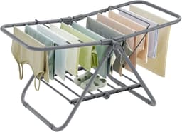 ELYSIVM Wasrek - Droogrek - Droogmolen - Droogrek Klein - Wasrek Opvouwbaar - Droogstandaard - Compact met 2 Vleugels - Snel Openklappen en Plat Opbergen - 44 x 101 x 54 cm - Metaal - Wit — thumbnail 2
