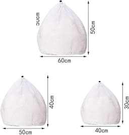 Netwaszakken - 3 Stuks - Waszakken - Herbruikbare - Wasnet - Waszakjes - Kledingzakjes - Herbruikbare - Travel Organizer - Wasnetten voor WasmachineGeschikt - Geschikt voor Babykleding - Sokken - Shirts - iverschillende maten - Wit — thumbnail 4
