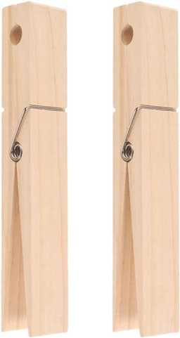 Jumbo Houten Knijpers - Grote Kledingknijpers - Handdoeken Ophangen - Eenvoudige Installatie - 30 cm Lengte - Beige — thumbnail 1