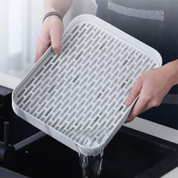Keukenafvoersysteem met lekbak, multifunctioneel droogrek voor borden en bestek, 31x17 cm, wit, 1 stuk — thumbnail 4