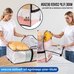 Verticale Verhuiszakken met Sterke Handvatten en Ritsen voor Kledingopslag, Waszakken en Reizen - 2 Stuks Transparant — thumbnail 5