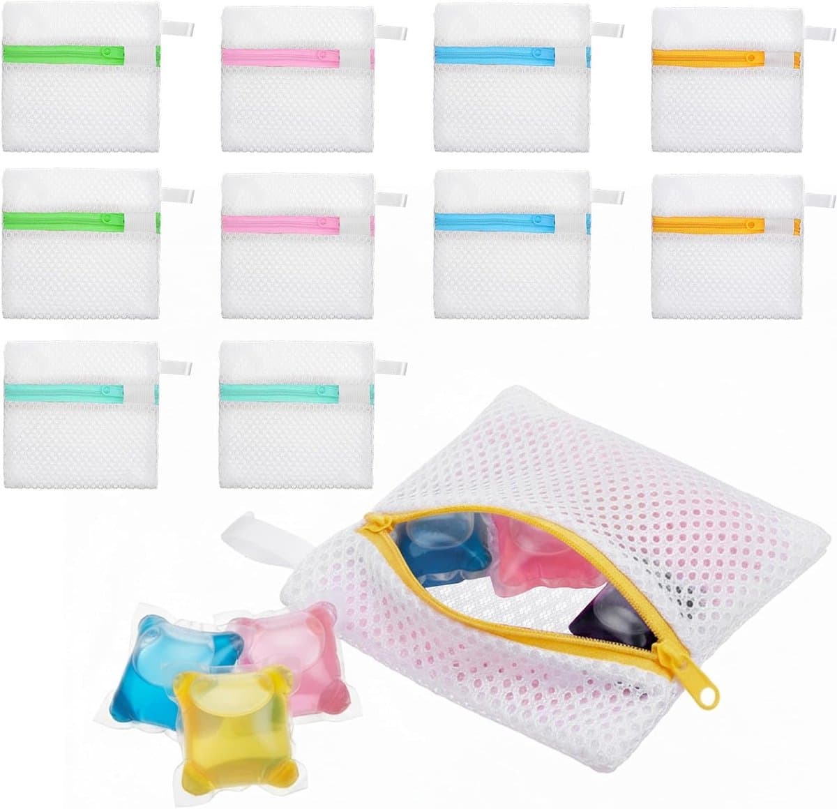 Mini-wasnetten en waszakken met antiaanbaklaag voor wasmiddelcapsules, duurzame polyester opbergzakken voor geurparels en delicate stoffen tijdens reizen, wasorganizer en bescherming — afbeelding 1