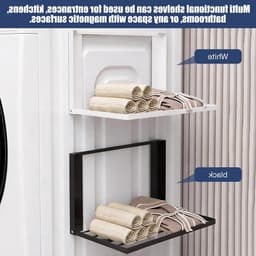 Uitbreidbaar Droogrek voor Wasmachine 40.5 x 25 cm - Magnetisch Organizer voor Handdoeken, Kleding en Vuilwas, Zwart — thumbnail 4