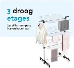 Droogrek Torens - Kledingdroger - Was Drogen - 36 Meter Drooglengte - 77x73x140 cm - Wit — thumbnail 5