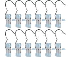 Wasknijpers - Hanger Clips - Kleding Ophangen - Dubbele Klem - 15 Stuks - Blauw