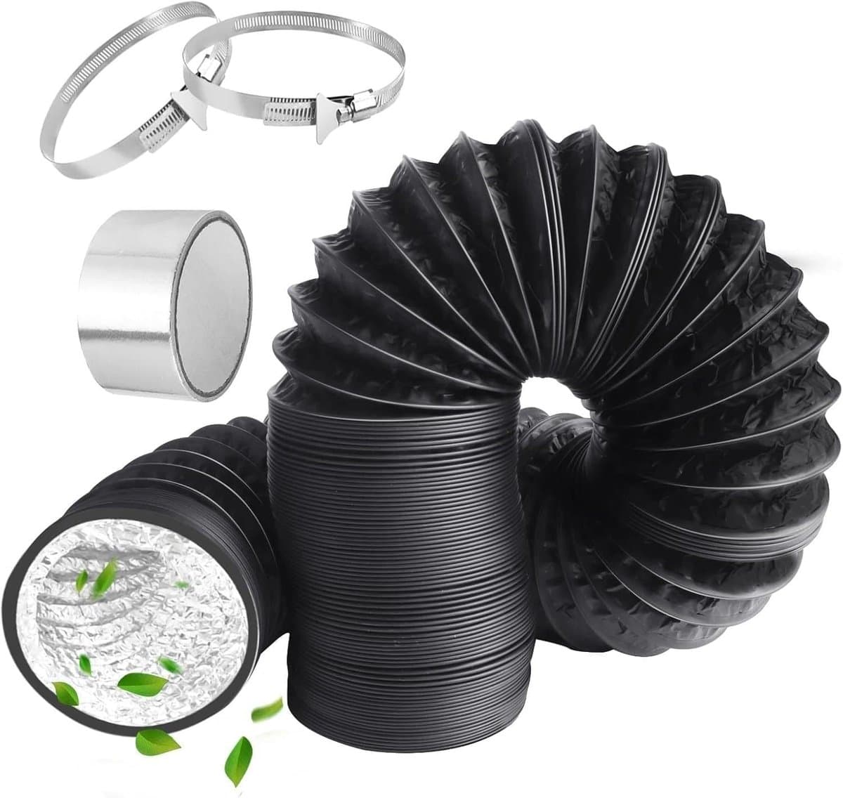 Afvoerslang - Flexibele slang - Ventilatie verbeteren - Versterkt pvc materiaal - 80 mm 3 meter - Zwart — afbeelding 1