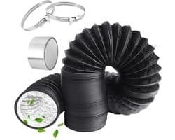 Afvoerslang - Flexibele slang - Ventilatie verbeteren - Versterkt pvc materiaal - 80 mm 3 meter - Zwart