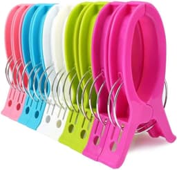 Extra grote handdoekclips - 10 stuks sterke winddichte clips voor strandhanddoeken, ligstoelen en zwembadstoelen met doorzichtige kunststof knijpers — thumbnail 1