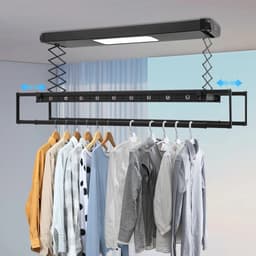 Dailygoods Plafondmontage elektrische kledingdroogrek 35kg draagvermogen intrekbaar slim elektrisch droogrek, afstandsbe — thumbnail 1