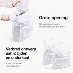 BOTC Waszakken - Wasnetten met handvat - 1 Set van 2 - 40x50cm - Bescherm je Wasgoed en Wasmachine - Wit — thumbnail 2