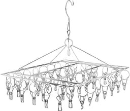 Dailygoods- Sokkendroger set van 2 - Roestvrij Stalen - 35 x 28 cm - Hangend - 40 Klemmen - Ideaal voor Camping/Balkon - Wasrek — thumbnail 5