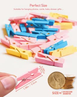 Mini Knijpers - Houten Clips - Foto's Ophangen - Milieuvriendelijke Verf - 100 Stuks - Lichtroze — thumbnail 3