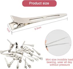 Haarspelden - Kappersclips Klemmen - Haarstyling Knutselen - Eendenbek Vorm - 5.5 cm - Zilver — thumbnail 5