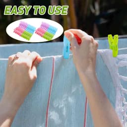 Dailygoods- Wasknijpers Set 40 Stuks - Wasknijpermand - Kunststof Wasknijpers - Winddichte Kloppers - Eendelig Design - Honingraatnet — thumbnail 3